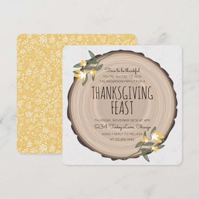 Wood Carving Thanksgiving Invite (Front/Back)