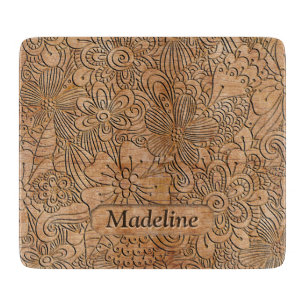 Wood Carvings Floral Pattern Personalised Cutting Board