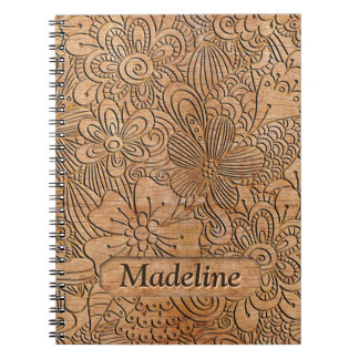 Wood Carvings Floral Pattern Personalised Notebook