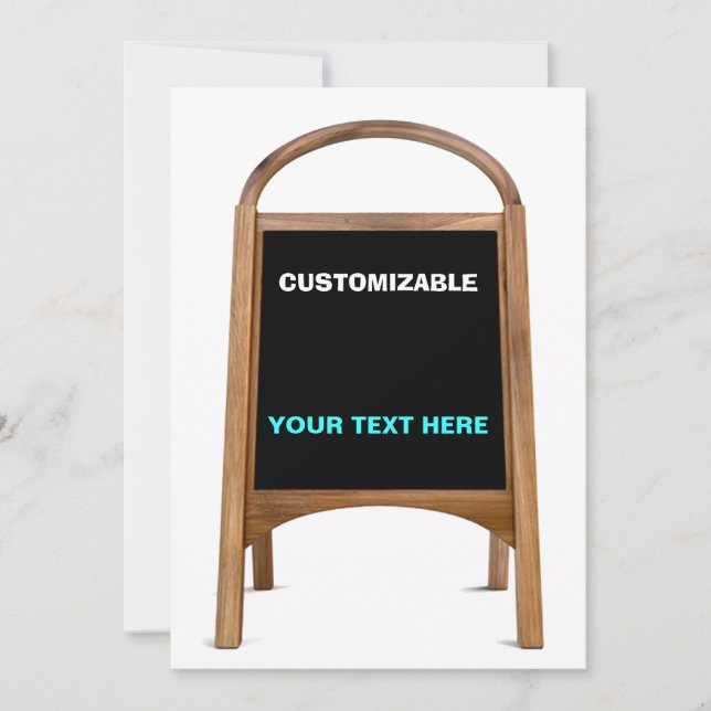 Wood & Chalkboard Standing Sign Customise Invitation (Front)
