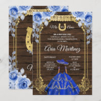 Wood Charro - Navy Roses Princess Mis Quince