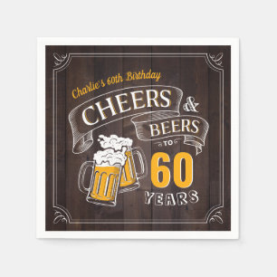 Wood Cheers And Beers Any Age Birthday Napkin