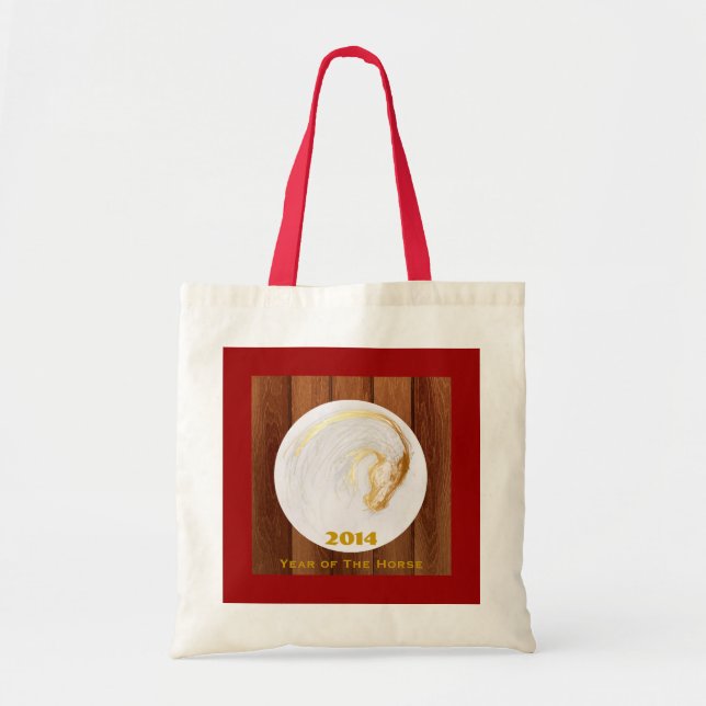 Wood Chinese Horse Year Zodiac Birthday Tote bag (Front)