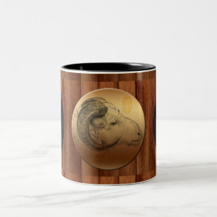 Wood Chinese Ram Year Zodiac Birthday Mug