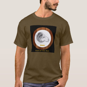 Wood Chinese Ram Year Zodiac Men Tee 2