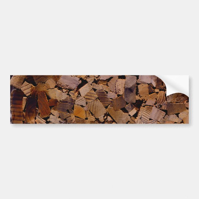 Wood chips, wood grain, wood pattern bumper sticker (Front)