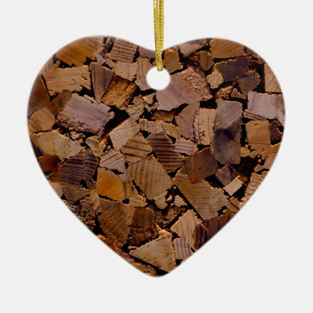 Wood chips, wood grain, wood pattern ceramic tree decoration (Front)