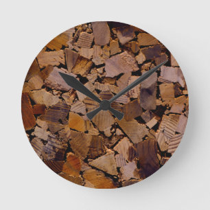 Wood chips, wood grain, wood pattern round clock