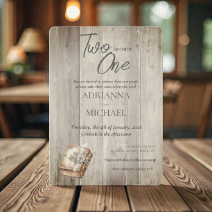 Wood Christian Two Become One Invitation