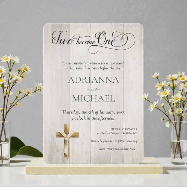 Wood Christian Two Become One Invitation (Creator Uploaded)