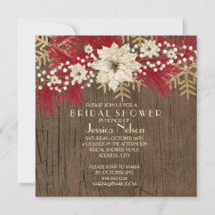 Wood Christmas Spirit Bridal Shower Invitation