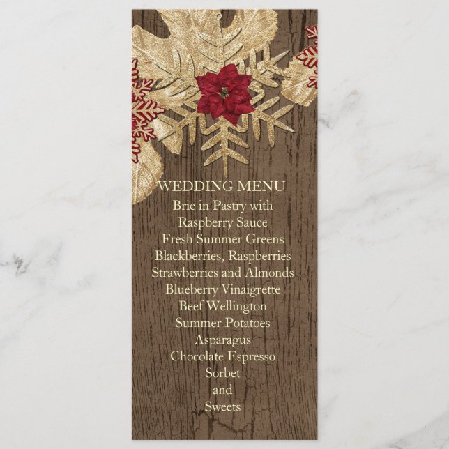 Wood Christmas Star Wedding Menu (Front)