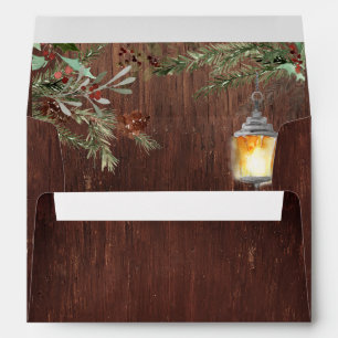 Wood Christmas Winter Pine Lantern  Envelope