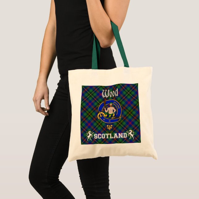 Wood Clan Badge Tartan Tote (Front (Product))