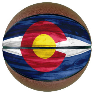 Wood Colorado flag basketball