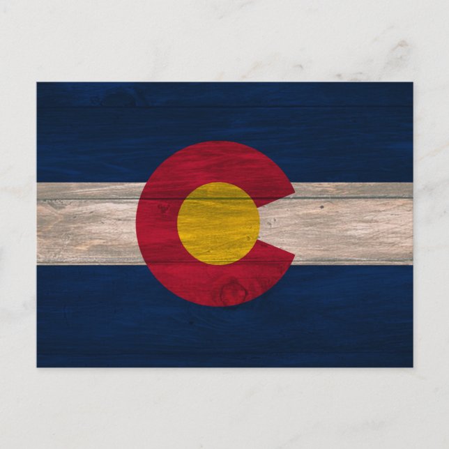 Wood Colorado flag postcard (Front)