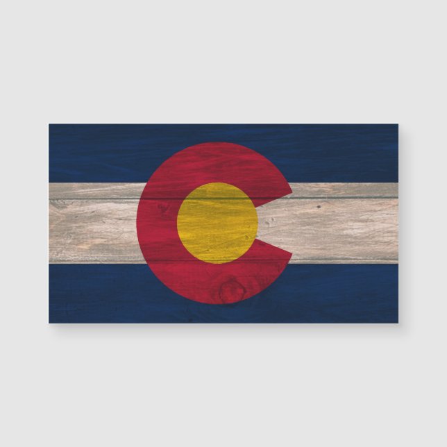 Wood Colorado flag rectangle magnet pack (Front)