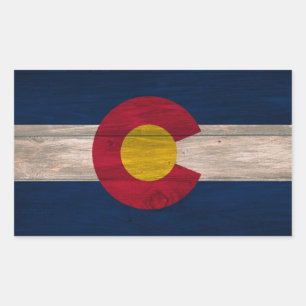Wood Colorado flag rectangle stickers