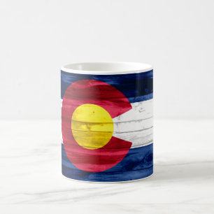 Wood Colorado flag rustic coffee mug cup