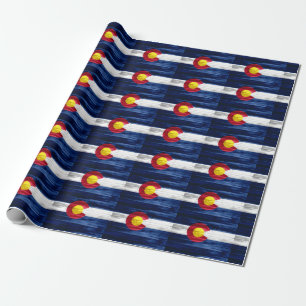 Wood Colorado flag wrapping paper