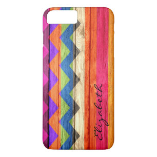 Wood Coloured Chevron Stripes Vintage iPhone 8 Plus/7 Plus Case