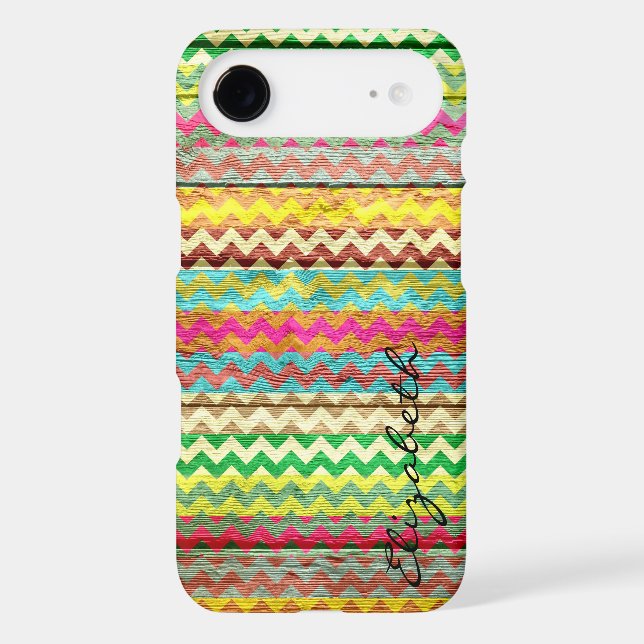 Wood Colourful Chevron Stripes Monogram #7 Case-Mate iPhone Case (Back)