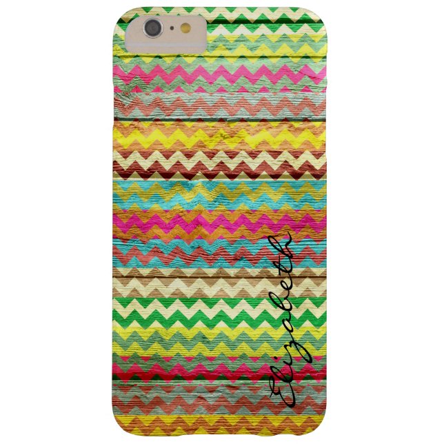 Wood Colourful Chevron Stripes Monogram Case-Mate iPhone Case (Back)