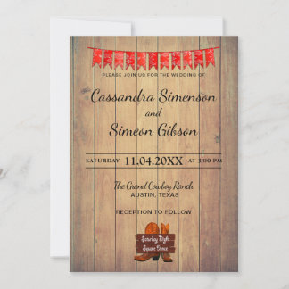 Wood Cowboy Boots,Dance Rustic Wedding Day Invitation