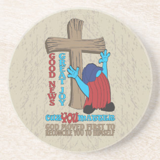 Wood Cross Cuz You Matter Gospel T-Shirt Coaster