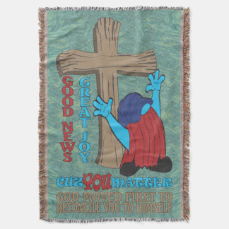 Wood Cross Cuz You Matter Gospel T-Shirt Throw Blanket