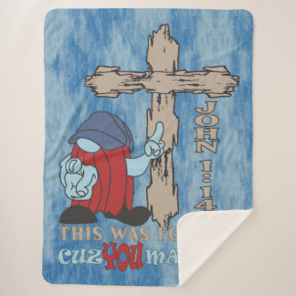 Wood Cross Cuz You Matter John 1 14 Sherpa Blanket