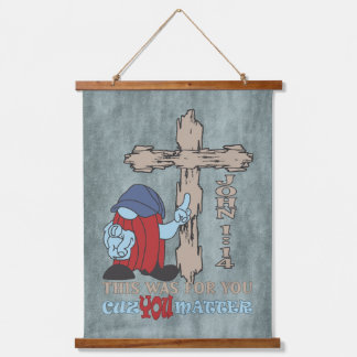 Wood Cross Cuz You Matter John 1 14 T-Shirt Hanging Tapestry
