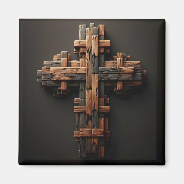 Wood Cross Magnet (Front)