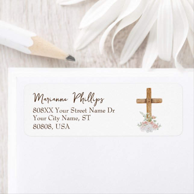 Wood Cross with Pink and White Flowers (Insitu)