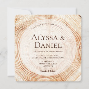 Wood Cut Grain Custom Photo Rustic Wedding  Invitation