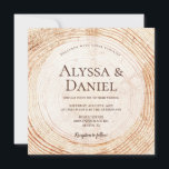 Wood Cut Grain Custom Rustic Wedding  Invitation<br><div class="desc">Capture the essence of a beautiful, romantic, rustic wedding with this Wood Cut Grain Custom Rustic Wedding Invitation. Drawing inspiration from the natural beauty of wood cut slabs, this invitation allows you to customise the bride and groom names, wedding date, and location, adding a personal touch to your special day....</div>