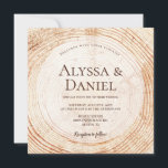Wood Cut Grain Custom Rustic Wedding  Invitation<br><div class="desc">Capture the essence of a beautiful, romantic, rustic wedding with this Wood Cut Grain Custom Rustic Wedding Invitation. Drawing inspiration from the natural beauty of wood cut slabs, this invitation allows you to customise the bride and groom names, wedding date, and location, adding a personal touch to your special day....</div>
