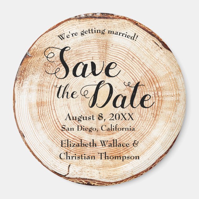 Wood Cut Names Country wedding Unique Custom Magnet (Front)