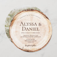 Wood Cut Slice Custom Photo Rustic Wedding