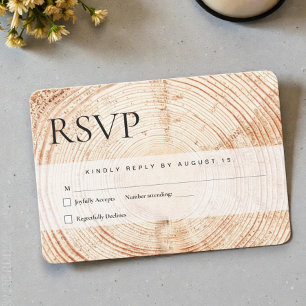 Wood Cut Slice Mail in Rustic Wedding RSVP Card