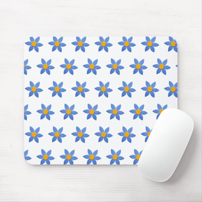 Wood Daisy Flowers on White Mouse Mat (With Mouse)