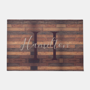 Wood Design Custom Door Matt with Name Doormat