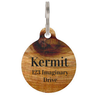Wood design pet tag