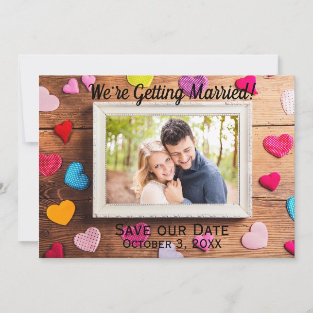 Wood Desk Frame - Save Our Date Invitation (Front)