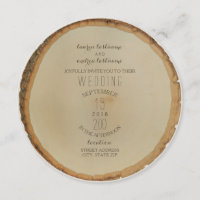 Wood Disc Inspired Circle Wedding Invitation