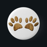 Wood Dog Paw Print 6 Cm Round Badge<br><div class="desc">Cartoon dog paws with carved wood effect applied to image. 
All digital design.</div>