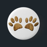 Wood Dog Paw Print 6 Cm Round Badge<br><div class="desc">Cartoon dog paws with carved wood effect applied to image. 
All digital design.</div>