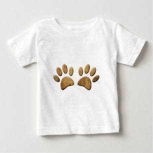 Wood Dog Paw Print Baby T-Shirt