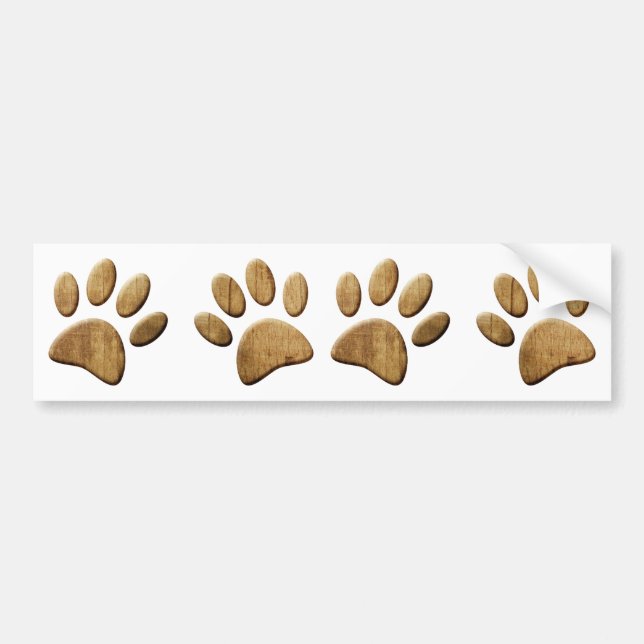 Wood Dog Paw Print Bumper Sticker (Front)
