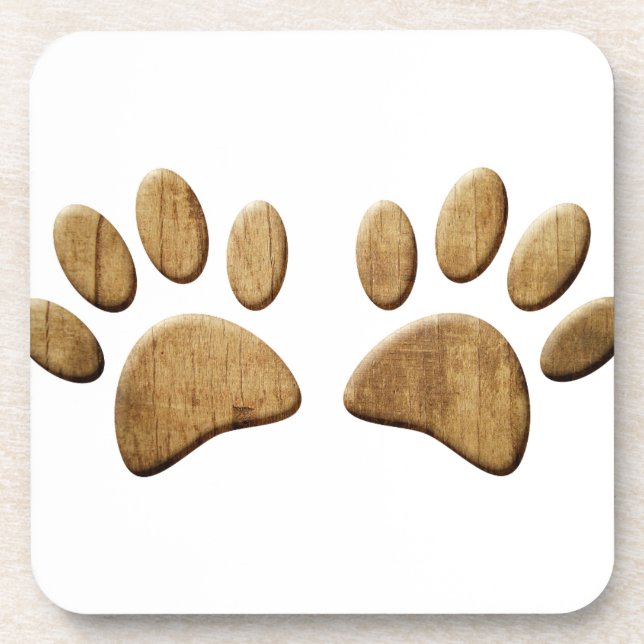 Wood Dog Paw Print Coaster (Front)